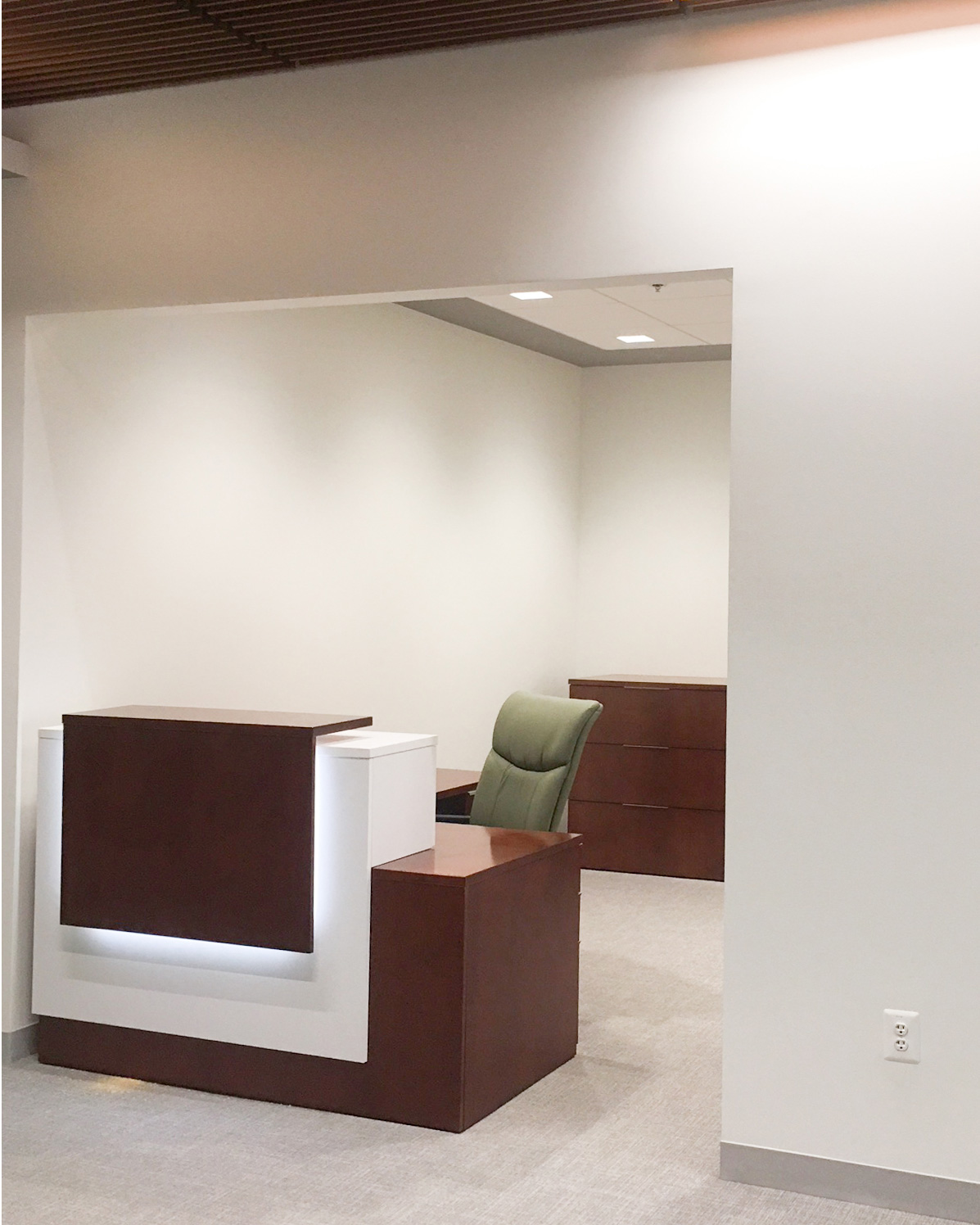 MVB Bank – Reston, Va Mid Century Modern Look-desk and chairs- MVB Bank Reston, Va