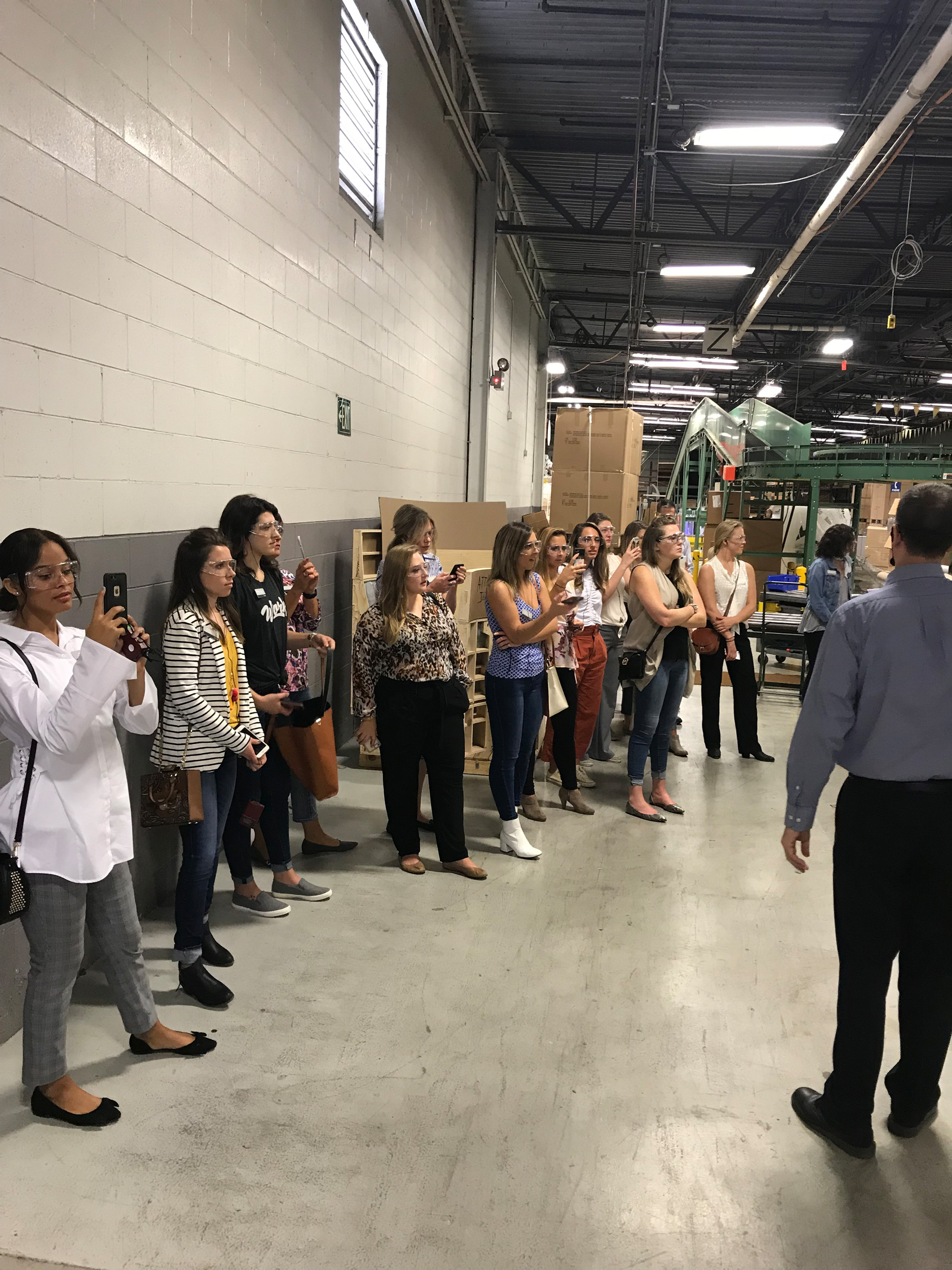 WVU School of Interior Design Students Touring Manufacturing tour while WVU School of Interior Design Students and Omega Commercial Interiors at Kimball Office in Jasper, Indiana