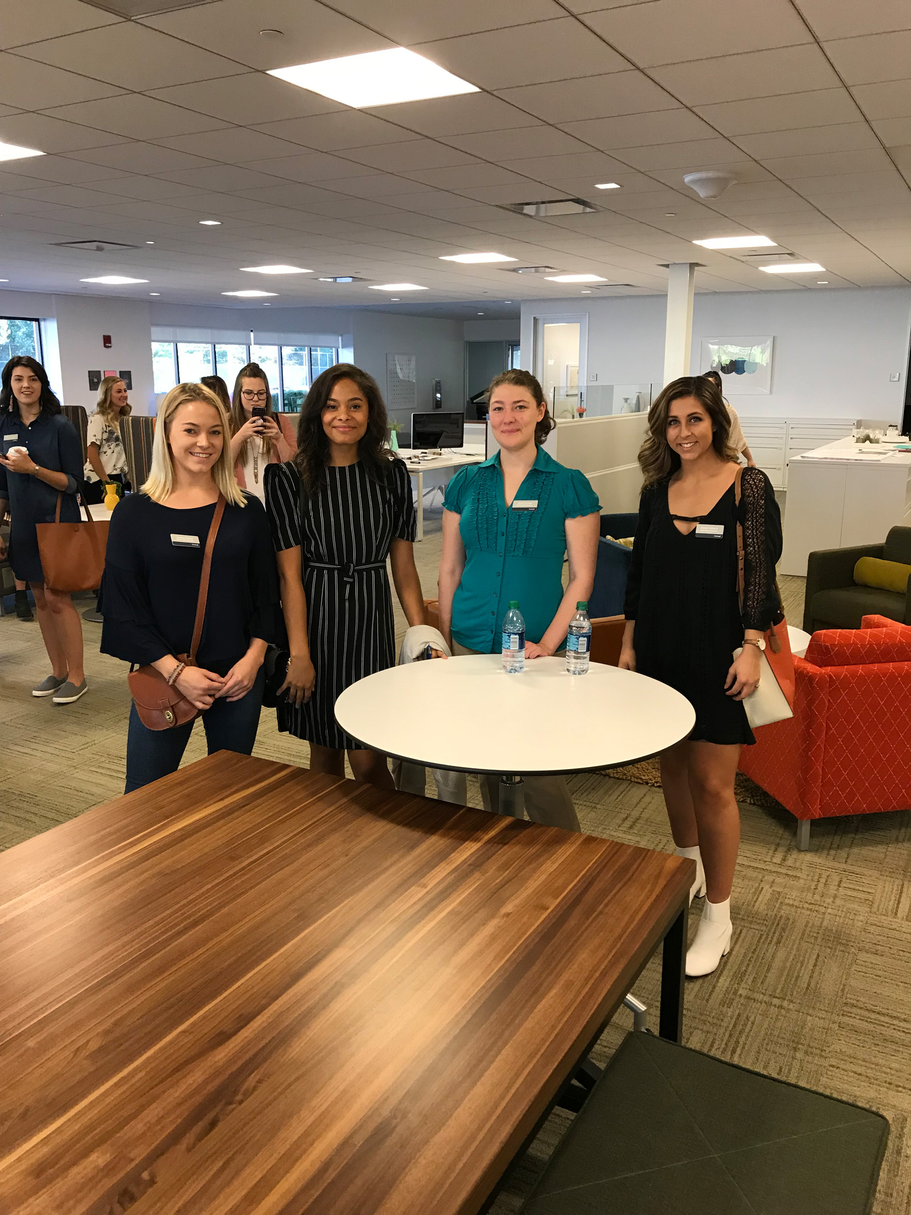 WVU School of Interior Design Students Observing Observing the processes of manufacturing at Kimball while WVU School of Interior Design Students and Omega Commercial Interiors at Kimball Office in Jasper, Indiana