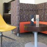 Staccato Occasional Table w/ High Back National Mabel Chair and Fringe Lounge
