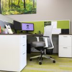 Work Station with Semi-Opaque Glass Divider