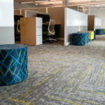 Kimball® Narrate™ Workstations, Joelle™ Ottomans, Helio™ Sit to Stand Stools and Xsede™ Sit to Stand Desks