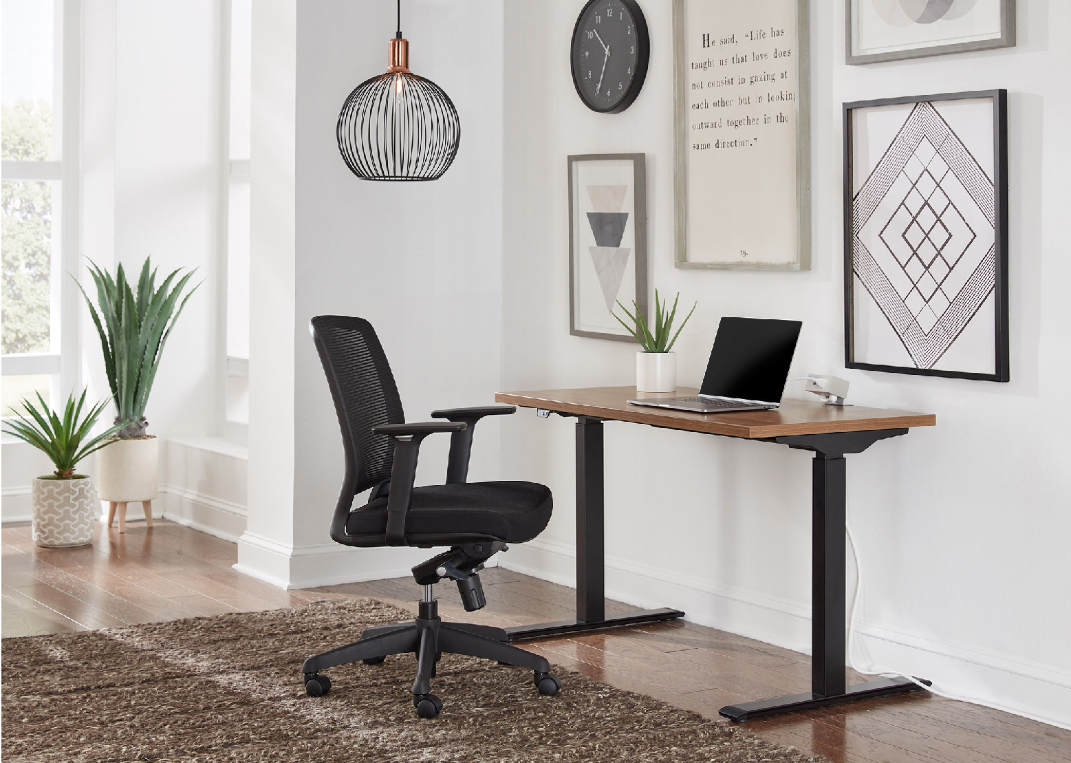 Task Chair and Height Adjustable Desk